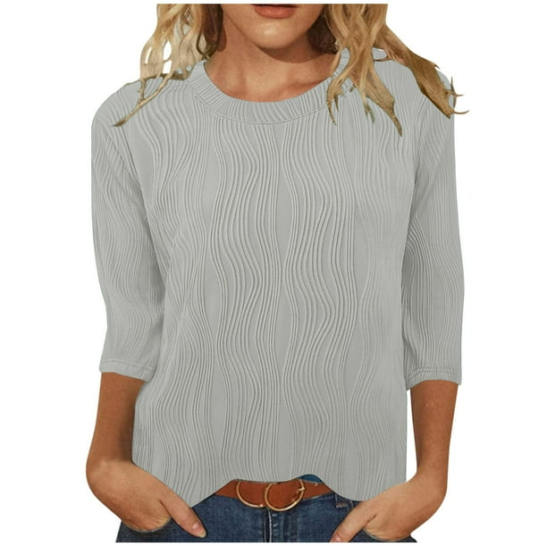 Fiudx Ropa de Mujer Blusa Casual de Manga Corta con Cuello En V de Color Sólido para Mujer