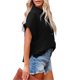 thumbnail image 3 of VISgogo Mujer Camisa Suelta, Manga Corta Solapa Cuello Botones Blusa Calle Casual Fiesta Color Sólido Tops VISgogo moda, 3 of 4