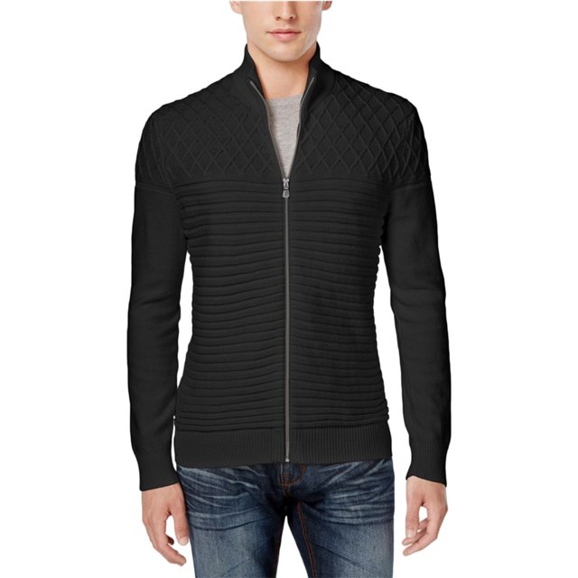 INC suéter de punto acanalado para hombre, negro, mediano