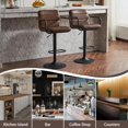 thumbnail image 6 of Bar Stools Set of 2, PU Leather Adjustable Height 360° Swivel Barstools with Backrest and Armrests, Counter Height Bar Chairs for Kitchen Island, Bar, Dining Room, Yellowish Brown, 6 of 6