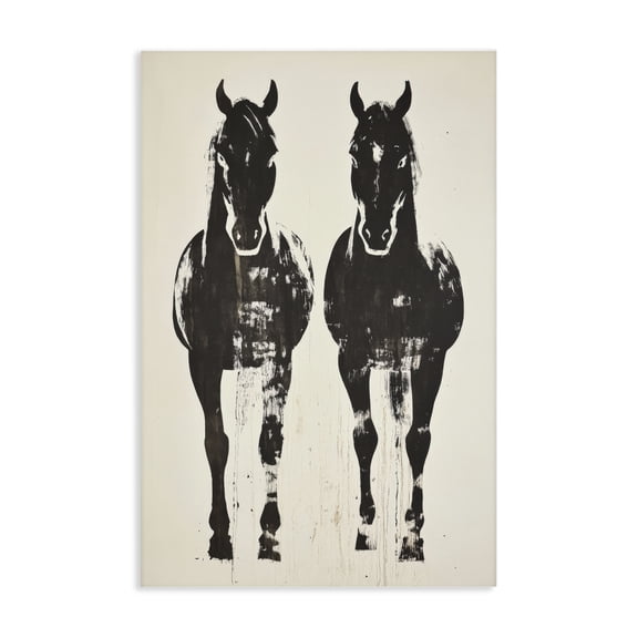 Stupell Industries Rustic Lodge Silhouetted Horse Couple Canvas Art, 16 x 24, by Petals Prints Design