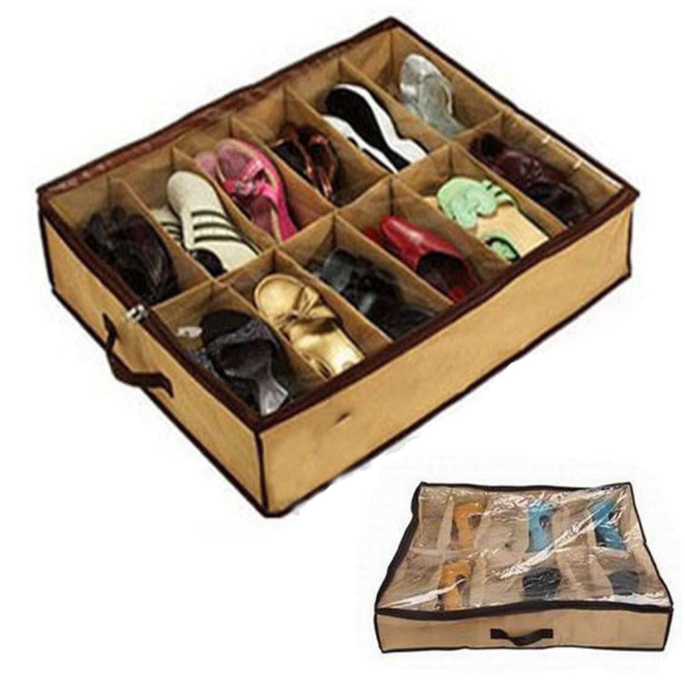 Shoe Organizer  Under The Bed Holds 12 Pair Zip Clear Cover6" x 23" x 31" 