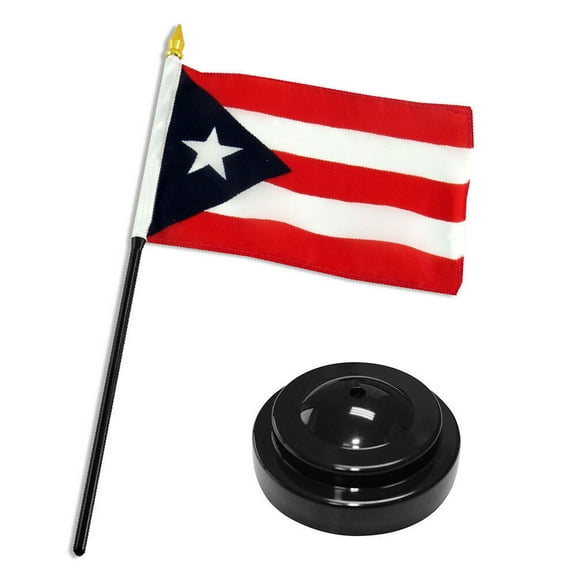 Puerto Rico Rican 4"x6" Flag Desk Set Table Stick Black Base
