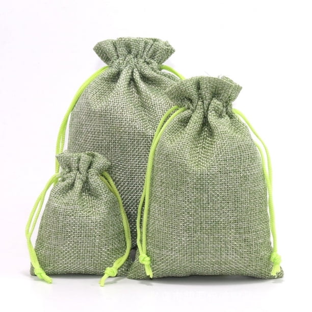Bolsa de regalo de Navidad para guardar joyas, bolsita con cordón, bolsa de lino de imitación