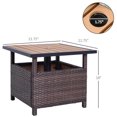 thumbnail image 2 of 22 Inch Outdoor Side Table with Umbrella Hole - Steel Frame and Sandbag, Brown Rattan Wicker Side Table for Patio, Garden, Backyard​​, 2 of 5