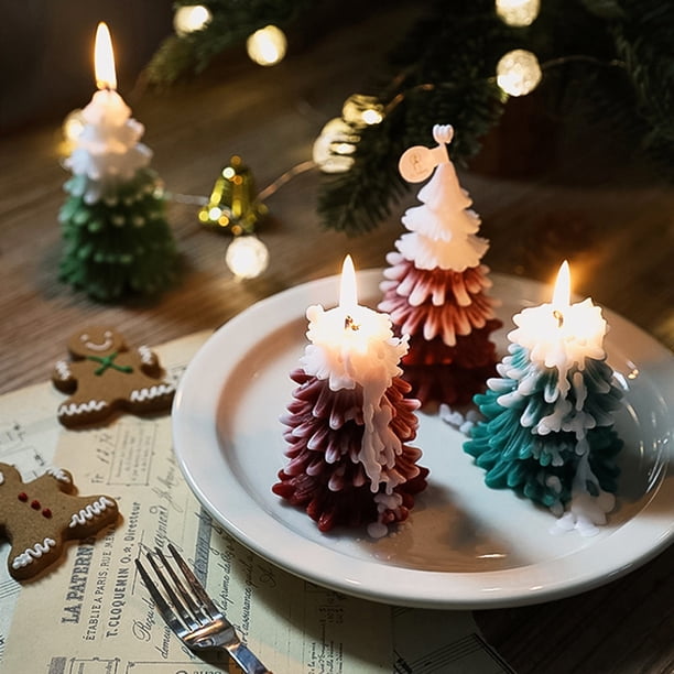 Velas de árbol de Navidad Velas en forma de torre retro Vela perfumada sin humo TFixol velas