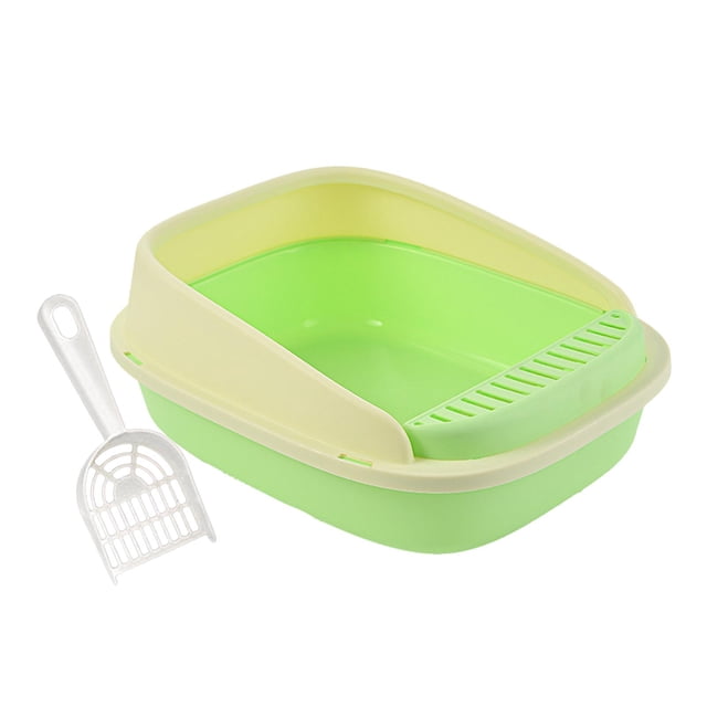 Caja de arena para gatos de lados altos con marco con borde con arena para s Scatter Protect Verde 50x40x20cm jinwen bandeja de arena para gatos