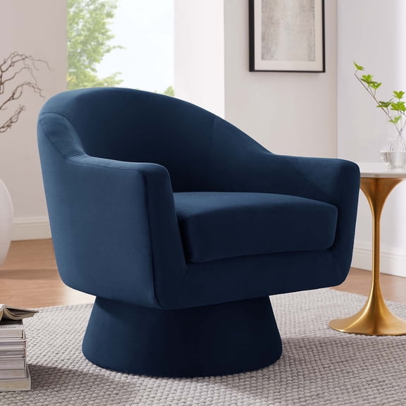 Modway Astral Upholstered Modern Velvet Fabric & Wood Swivel Chair in Blue