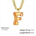 thumbnail image 6 of Baseball Initial A-Z Letter Pendant Necklace Cuban Chain Stainless Steel Jewelry, 6 of 7