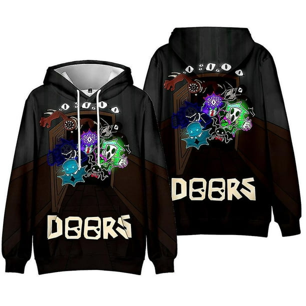 Roblox Doors Printed Casual Drawstring Hoodies With Pockets Hooded Pullover Jumper Sweatshirt Tops For Kids Boys Girls Unisex Fans Walmart