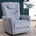 thumbnail image 2 of Blue Leatheraire Swivel and Rocker Power Recliner Chair with Lumbar and Neck Support, 2 of 10