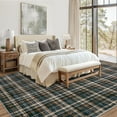 thumbnail image 3 of Garvee 9x12 Geometric Striped Area Rug Living Room Rug, Machine Washable Plaid Rugs With Non-Slip Backing Low Pile Stain Resistant Indoor Carpet for Bedroom Dining Room Home Office, Black Brown, 3 of 8