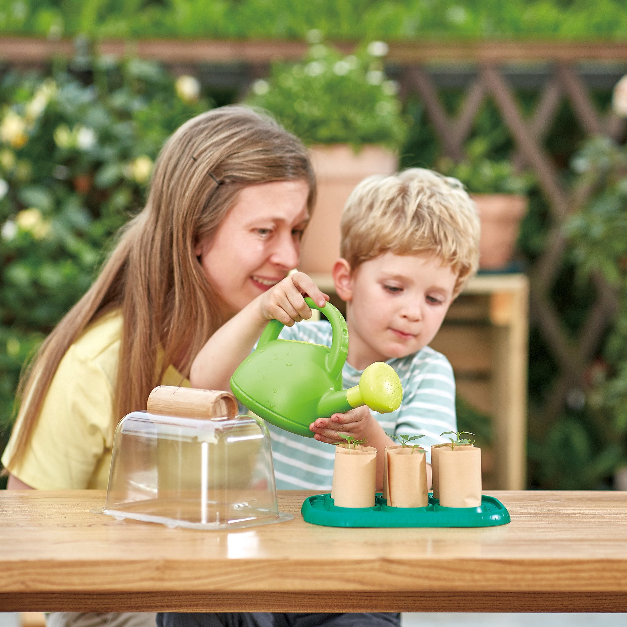 Hape Watering Can Green Gardening Water Toy Sand Beach Play Fill With Water Pour From The Spout 8.5 x 5.7 x 4.9