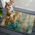 thumbnail image 4 of Teal Brown Abstract Bathroom Rug Washable 2x3 Entryway Rug Non Slip Vintage Mottled Gradient Modern Art Front Door Mat Low Pile Indoor Doormat Throw Floor Carpet for Kitchen Bedroom Entrance, 4 of 9