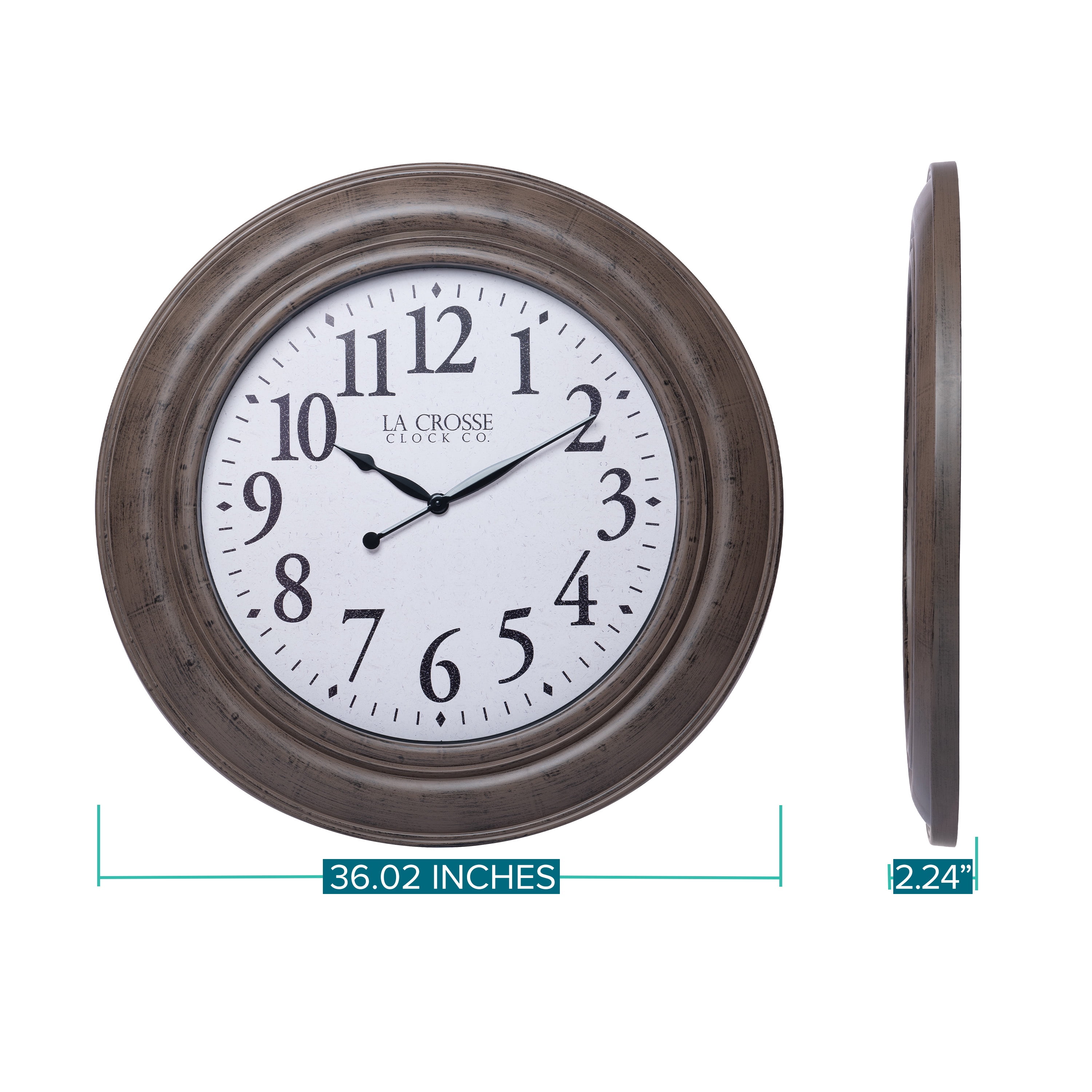 La Crosse Clock 36 Inch Mattison Analog Quartz Wall Clock, 404-4292-INT