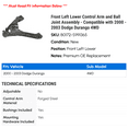 thumbnail image 2 of Front Left Lower Control Arm and Ball Joint Assembly - Compatible with 2000 - 2003 Dodge Durango 4WD 2001 2002, 2 of 2