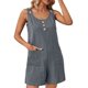 thumbnail image 1 of Traje de Hombro Fuera de las Mujeres de Color Sólido Elegante Cuello Redondo sin Mangas sin Botones con Bolsillos, Traje de Verano Casual, 1 of 9
