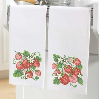 Cross Stitch Tea Towel Cream 16''x23'' Set of 
