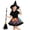 B, variant on Girls 3-Piece Halloween Themed Tutu Skirt Set, Pumpkin Bat Print Skirt with Witch Hat Broom, Universal One Size Pretend Play Outfit For 3-14Y