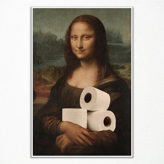 Aaheei Classical Mona Lisa Bathroom Canvas Wall Art, Funny Toilet Wall Decor