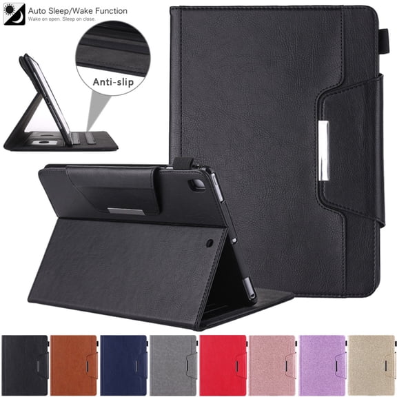 For iPad 7th 8th 9th Generation 10.2 inch PU Leather Flip Stand Case Cover with Pencil Holder, Wallet Case with Card Slot