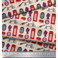 thumbnail image 2 of Soimoi White Cotton Duck Fabric London Theme Architectural Print Fabric by the Yard 56 Inch Wide, 2 of 3