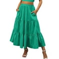 thumbnail image 1 of Franhais Women Tiered Skirt Ruffle Maxi Skirt High Waisted Flowy Boho Skirt Vintage Beach Long Hippie Skirt, 1 of 6