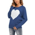 thumbnail image 4 of Cogild Women Cute Heart Sweaters Casual Crew Neck Pullover Cable Knitted Sweater, 4 of 6