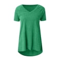 thumbnail image 4 of CHOK Hauts pour Femmes T-Shirts à Manches Courtes pour Femmes Liquidation Couleur Unie Grande Taille Tendance Été Coupe Décontractée T-Shirts Chemises Décontractées Col Rond Chemises Fluides Blouses Hauts Noir G, 4 of 5