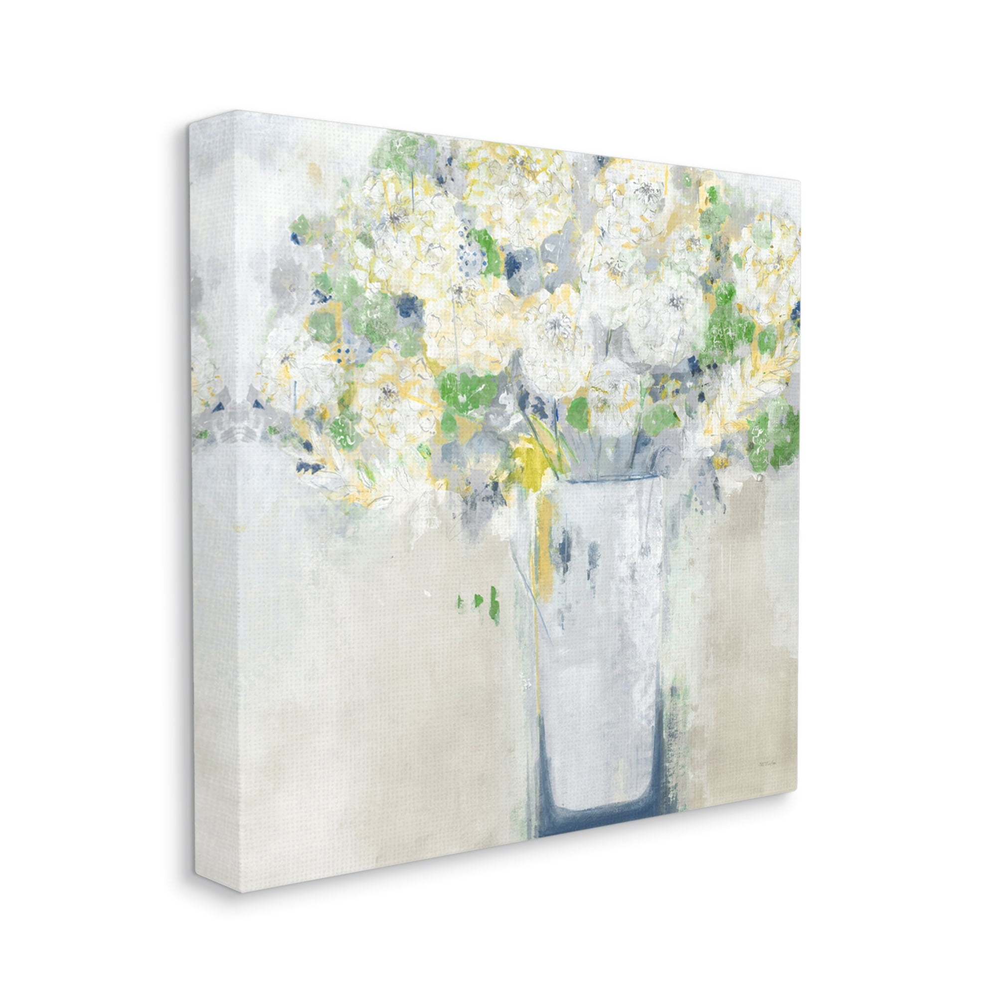 Stupell Industries Abstract White Floral Bouquet Botanical & Floral Painting Gallery Wrapped Canvas Print Wall Art