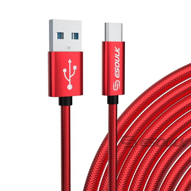 USB C 3.1 Type C 10 ft Nylon Braided Rope Data Sync Charger Charging Cable Cord Red USB C 3.1 Type C 10 ft Nylon Braided Rope Data Sync Charger Charging Cable Cord Red
