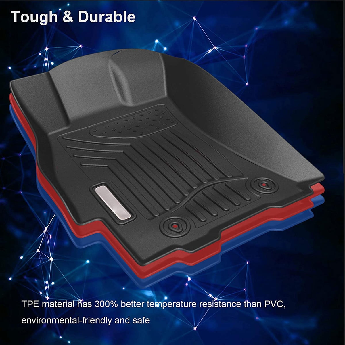 RVNI 3 Piece Automotive TPE Rubber Floor Mats for 2015-2019 Subaru Outback & Legacy Full Set Liners All-Weather