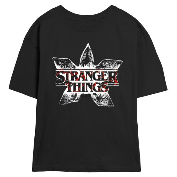 Netflix Juniors' Stranger Things Red Demogorgon Head Classic Logo T Shirt