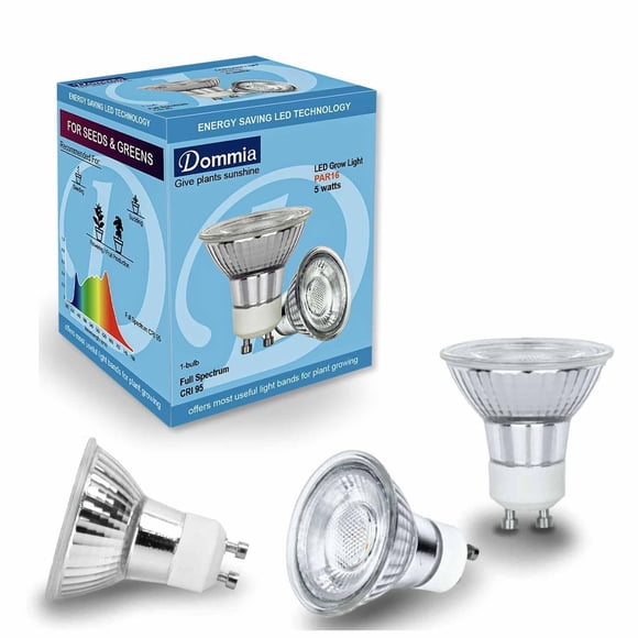 DOMMIA Grow Light, GU10 Full Spectrum Grow Light Bulb, 5W 110V, PAR16 LED Plant Light Bulb for Indoor Plants, Neutral White 4000K