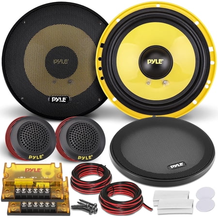 Pyle 6.5 Inch Component Car Speaker Kit – Full Audio Upgrade Set with Tweeters, Woofers, and Crossovers – Delivers High-Quality Sound for Enhanced Vehicle Entertainment