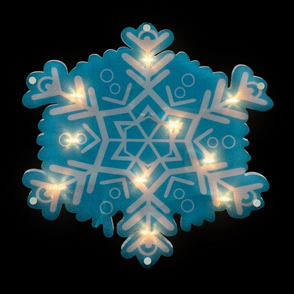 Northlight 11.75" Lighted Blue and White Snowflake Christmas Window Silhouette