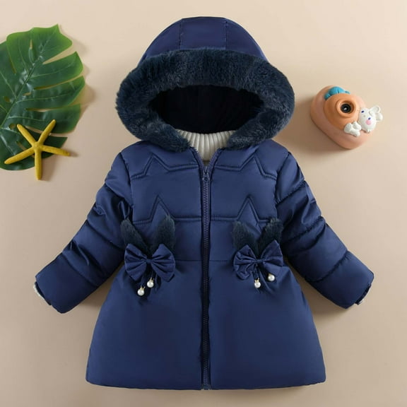 Spazoro Kids Girls Jackets, Fall Winter Zipper Hooded Long Sleeve Warm Coats for Child Girls Boys Dark Blue Size 9 Months