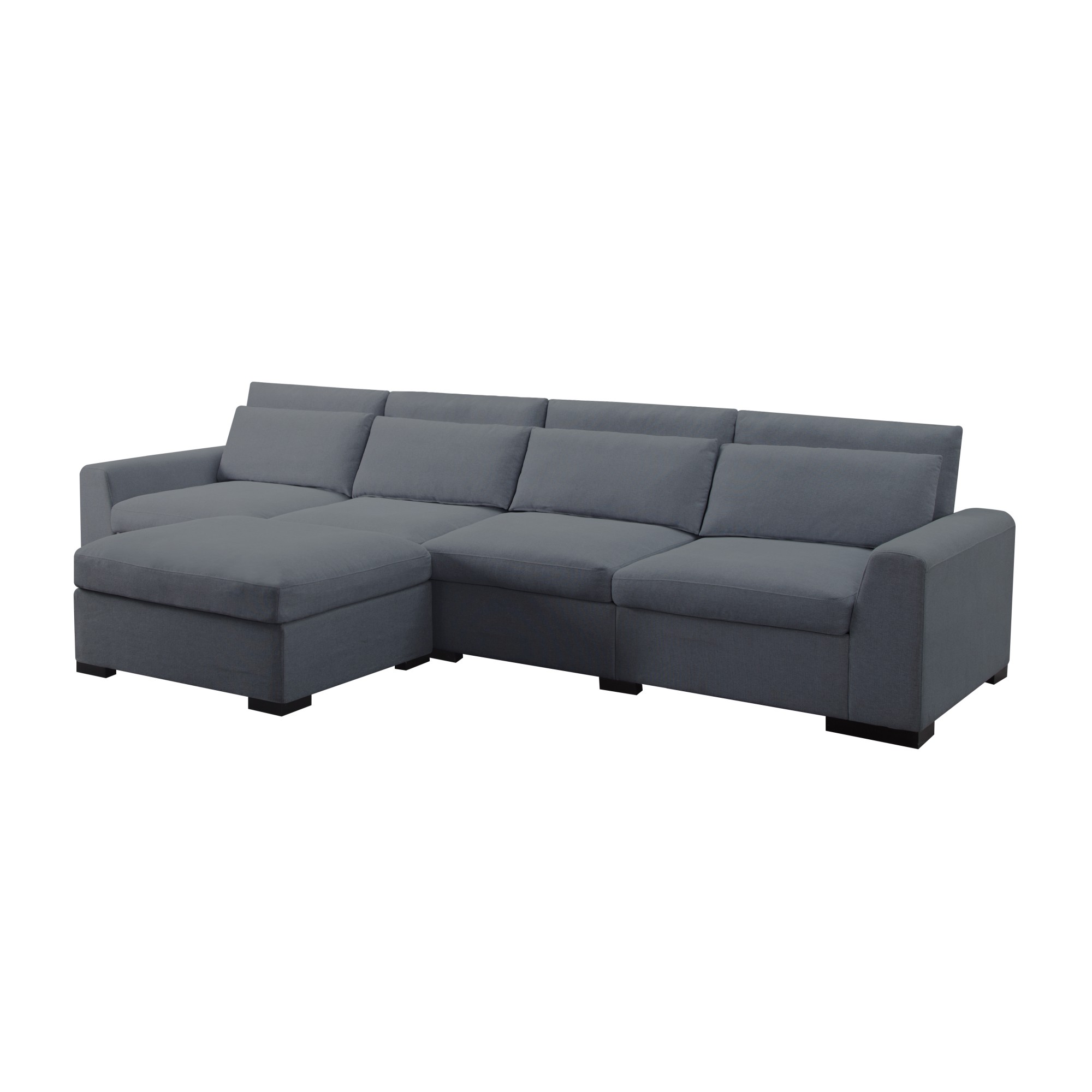 Gewnee Dark Grey 149" Modular Sectional Sofa with Ottoman - 5-Seat Linen Blend, Removable Cushions for Living Room