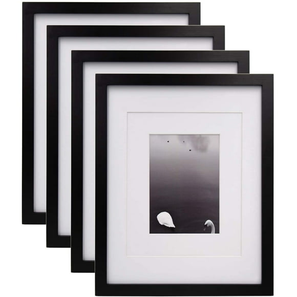 11x14 Picture Frame Set of 4,High Definition Plexiglass, Pictures 8x10 or 9x12 with Mat or 11x14 Without Mat for Wall Mounting Photo Frames Gallery