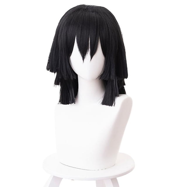 Anime Demon Slayer: Kimetsu No Yaiba Iguro Obanai Cosplay Wigs Black Heat Resistant Synthetic Hair Wig Cosplay Accessories