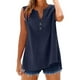 thumbnail image 5 of Camisas de vestir para mujer,Camiseta de tirantes de lino con cuello en V para mujer, detalle de botones y bolsillo en el pecho, blusa informal sin mangas para estar en casa, sopatenor, 5 of 9