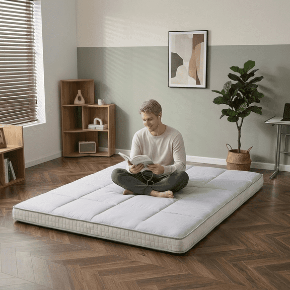 ABORON Folding Futon Mattress, Japanese Tatami Floor Mattress for Adults, Extra Thick Foldable Sleeping Pad Mattress for Floor, Sofa Bed and Camping