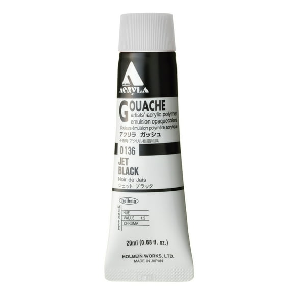 Holbein D136 Acryla Gouache, Jet Black, 20 ml.