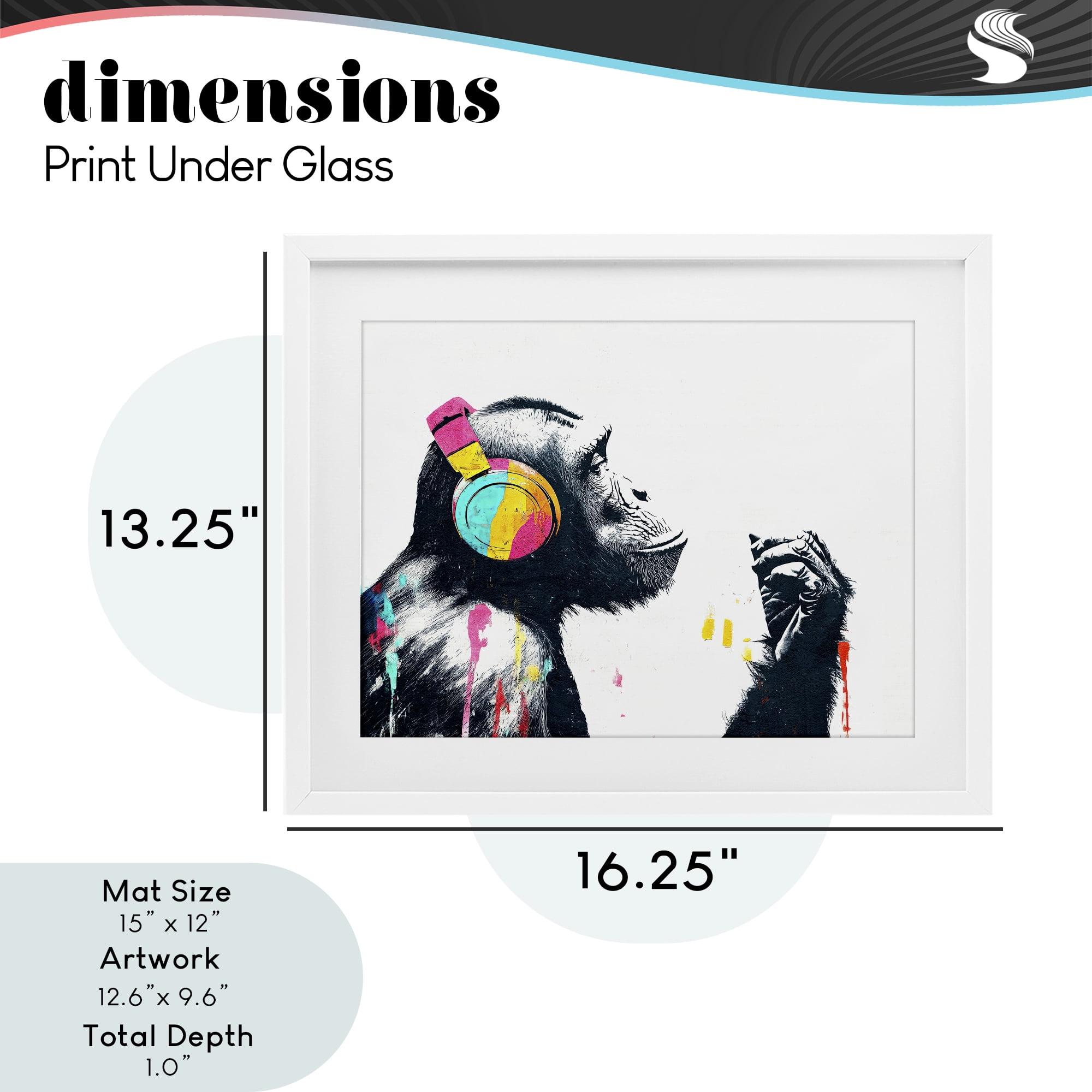 Stupell Industries Ape On Air Headphones White Framed Print Under Glass, design by Svetlana Aleynikova
