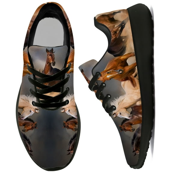 Uminder Womens Tennis Shoes Horse Sneakers Black Shoes Size 7