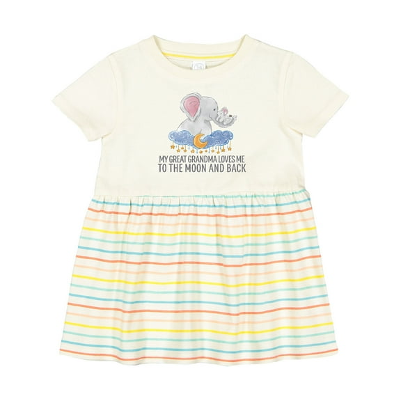 Inktastic My Great Grandma Loves Me to the Moon and Back Elephants Girls Baby Dress