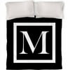 IDG Classic Block Monogram Duvet Cover, Black