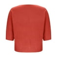 thumbnail image 5 of Olyvenn Vintage Cotton Linen Shirts for Women 3/4 Sleeve V Neck Casual Solid Tops Loose Fit Beach Vacation Blouses Lounge Clothes Watermelon Red XL, 5 of 6