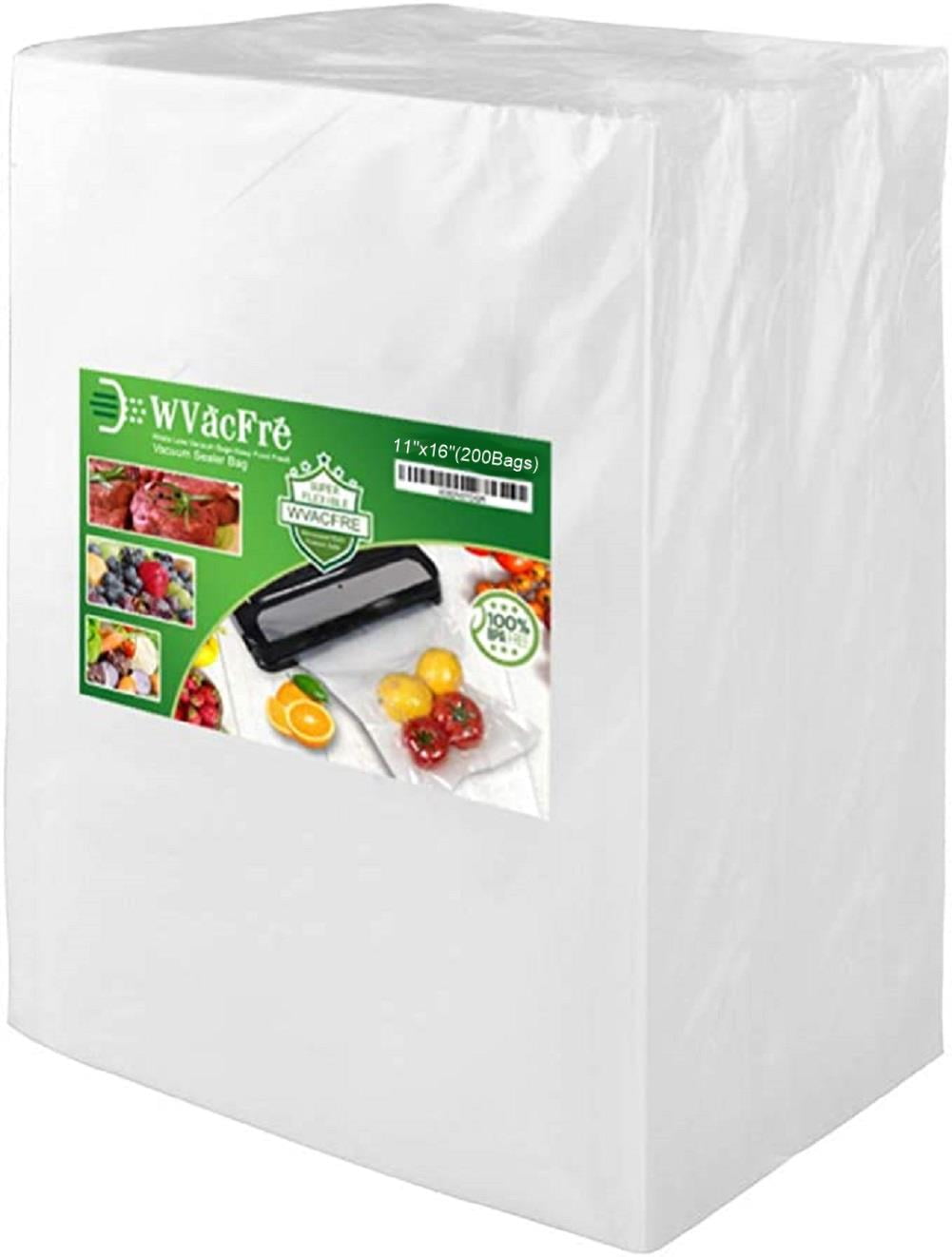 WVacFre 200 Pint 11x16 inch Vacuum Cleners Sealer Bags for Food Saver