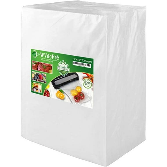 WVacFre 200 Gallon Szie 11 x 16 Inch Freezer Food Vacuum Sealer Storage Bags Size,Vac Seal a Meal Bags with BPA Free and Heavy Duty Sous Vide Vaccume Safe PreCut Bag